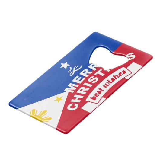 Philippine Flag Weihnachten: Frohe Weihnachten & B Geldbeutel Flaschenöffner (Rückseite Schrägansicht)