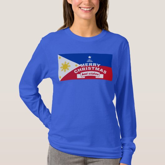 Philippine Flag Weihnachten: Frohe Weihnachten & B T-Shirt (Vorderseite)