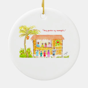 Philippine Jeepney and Christmas Carol Keramik Ornament