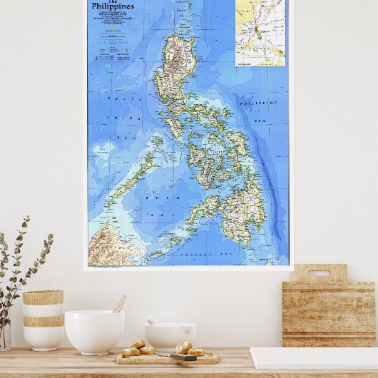 " Philippinen: 1986 Detaillierte MAP ... Poster (Küche)