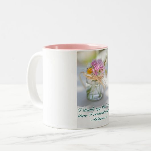 Philippinen 1:3 Ich danke Gott für euch, Blume Zweifarbige Tasse (Vorderseite Links)