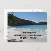 Philippinen 1:3 Ich danke meinem Gott auf jedem Postkarte (Vorne/Hinten)