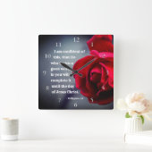 Philippinen 1:6 Ich bin zuversichtlich, dass diese Quadratische Wanduhr (Zuhause)