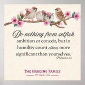 Philippinen 2:3 Schrift Vögel und Blüten drucken Poster (Vorne)