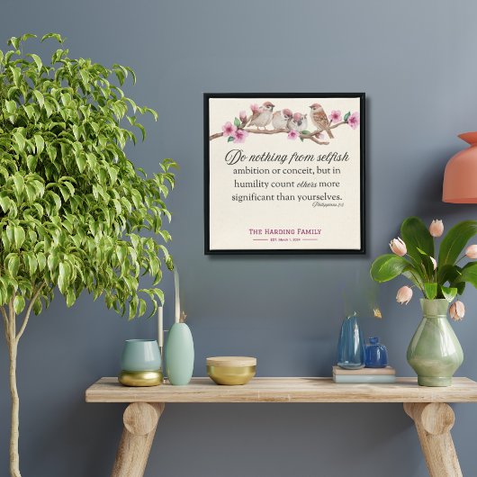 Philippinen 2:3 Schrift Vögel und Blüten drucken Poster