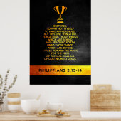 Philippinen 3:13-14 Bibelverse Poster (Küche)