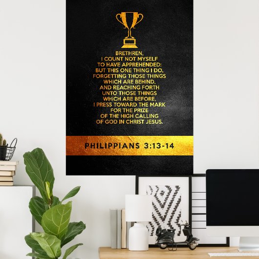 Philippinen 3:13-14 Bibelverse Poster (Heimbüro)