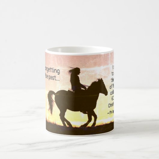 Philippinen 3:13-14 Ich drücke auf das Ziel, Pferd Kaffeetasse (Mittel)