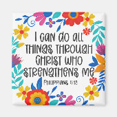 Philippinen 4:13 Bibelschrift Folk Art Floral Magnet (Vorne)