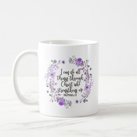 Philippinen 4:13 Bibelschrift Lila Lavendel Kaffeetasse (Links)