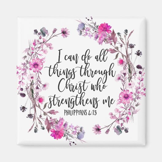 Philippinen 4:13 Bibelschrift Rosa und Lila Magnet (Vorne)