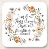 Philippinen 4:13 Bibelschrift Verse Floral Boho Getränkeuntersetzer (Vorderseite)