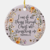 Philippinen 4:13 Bibelschrift Verse Floral Boho Keramik Ornament (Hinten)