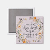 Philippinen 4:13 Bibelschrift Verse Floral Boho Magnet (Vorderseite/Rückseite)