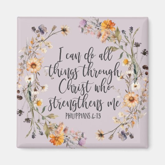 Philippinen 4:13 Bibelschrift Verse Floral Boho Magnet (Vorne)