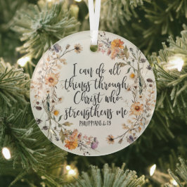 Philippinen 4:13 Bibelschrift Verse Floral Boho Ornament Aus Glas