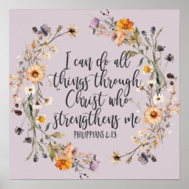 Philippinen 4:13 Bibelschrift Verse Floral Boho Poster