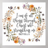 Philippinen 4:13 Bibelschrift Verse Floral Boho Poster (Vorne)