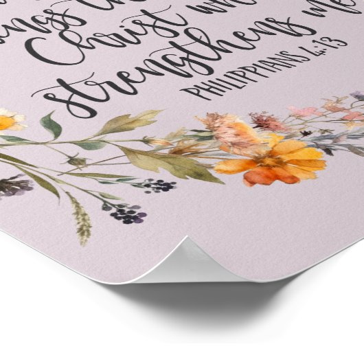 Philippinen 4:13 Bibelschrift Verse Floral Boho Poster (Ecke)