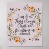 Philippinen 4:13 Bibelschrift Verse Floral Boho Poster (Vorne)