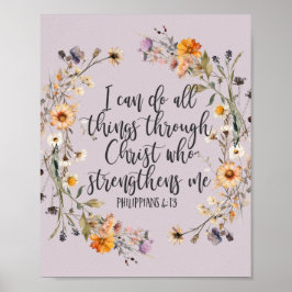 Philippinen 4:13 Bibelschrift Verse Floral Boho Poster