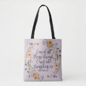 Philippinen 4:13 Bibelschrift Verse Floral Boho Tasche (Vorderseite)