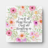 Philippinen 4:13 Bibelschrift Verse Floral Fotoplatte (Vorderseite)