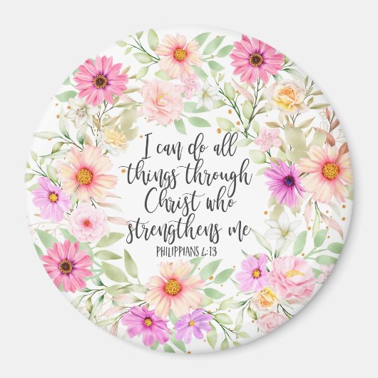 Philippinen 4:13 Bibelschrift Verse Floral Magnet (Vorne)