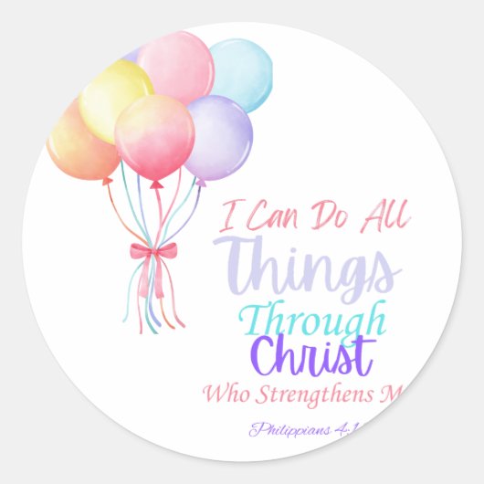 Philippinen 4:13 Bibelverse Round Sticker (Vorderseite)