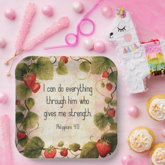 Philippinen 4:13 Bibelverse über zeitloses Design Pappteller (Party)