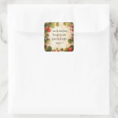 Philippinen 4:13 Bibelverse über zeitloses Design Quadratischer Aufkleber (Tasche)