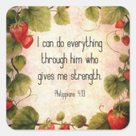 Philippinen 4:13 Bibelverse über zeitloses Design Quadratischer Aufkleber