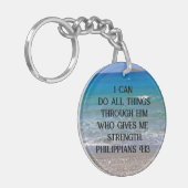 Philippinen 4:13 Custom Bible Verse on a Beach Schlüsselanhänger (Vorderseite links)