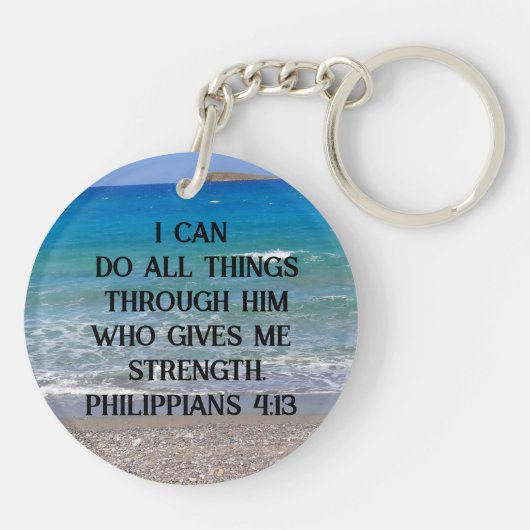 Philippinen 4:13 Custom Bible Verse on a Beach Schlüsselanhänger (Rückseite)
