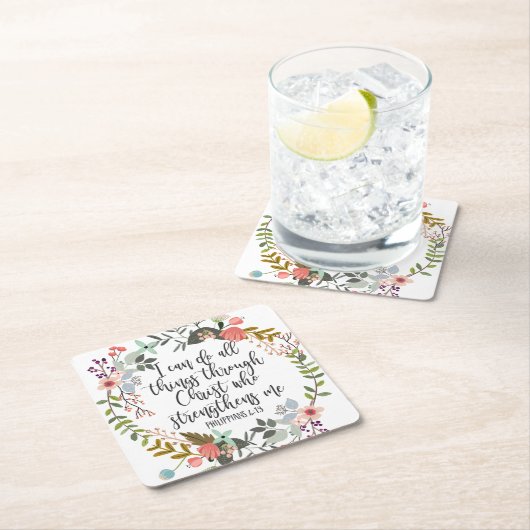 Philippinen 4:13 Ich kann alles tun Rechteckiger Pappuntersetzer (Vor Ort)