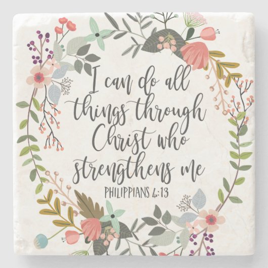 Philippinen 4:13 Ich kann alles tun Steinuntersetzer (Vorderseite)