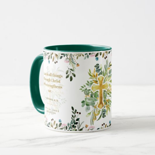 Philippinen 4:13 Kann alles durch Christus tun Tasse (Vorderseite Links)