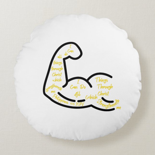 Philippinen 4:13 KJV Bibelverse Rundes Kissen (Vorderseite)