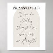 Philippinen 4:13 Minimal Boho Beige Arch Script Poster (Vorne)