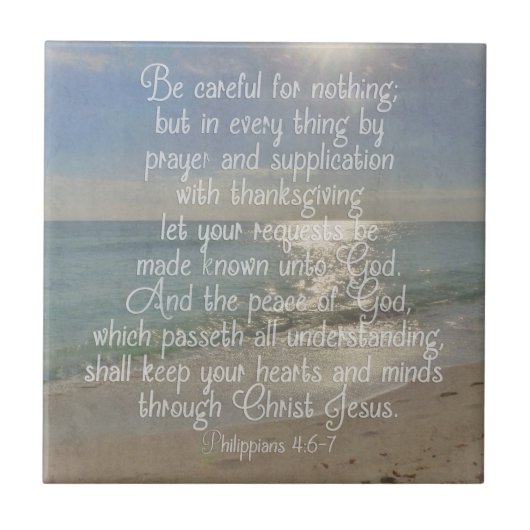 Philippinen 4:13 Peace Bible Verse Beach Christlic Fliese (Vorderseite)