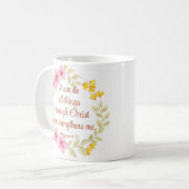 Philippinen 4:13 Rosa und Gelbe Schrift Kaffeetasse (Vorderseite Links)