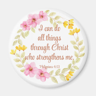 Philippinen 4:13 Rosa und Gelbe Schrift Magnet