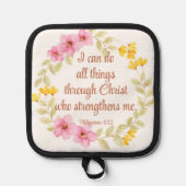 Philippinen 4:13 Rosa und Gelbe Schrift Topflappen (Vorderseite)