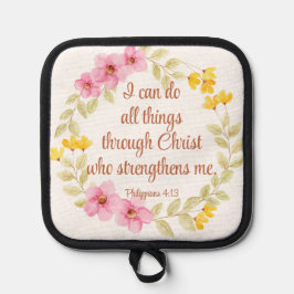 Philippinen 4:13 Rosa und Gelbe Schrift Topflappen