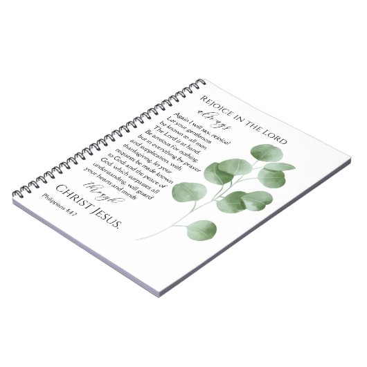 Philippinen 4:4-7 Bibelversen Eukalyptus-Blätter Notizblock (Linke Seite)