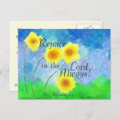 Philippinen 4:4, frohlocken im Herrn immer Postkarte (Vorne/Hinten)