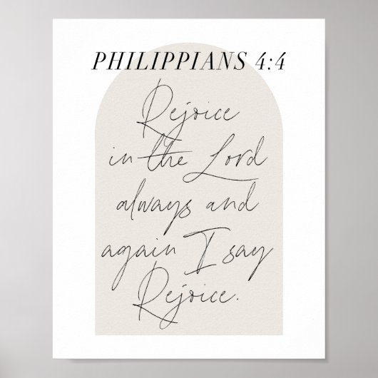 Philippinen 4:4 Minimal Boho Beige Arch Script Poster (Vorne)