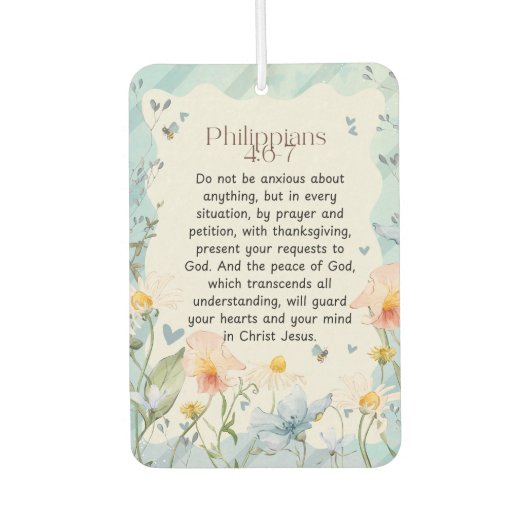 Philippinen 4:6-7 Christliche Bibelverse Wasserfar Autolufterfrischer (Vorderseite)