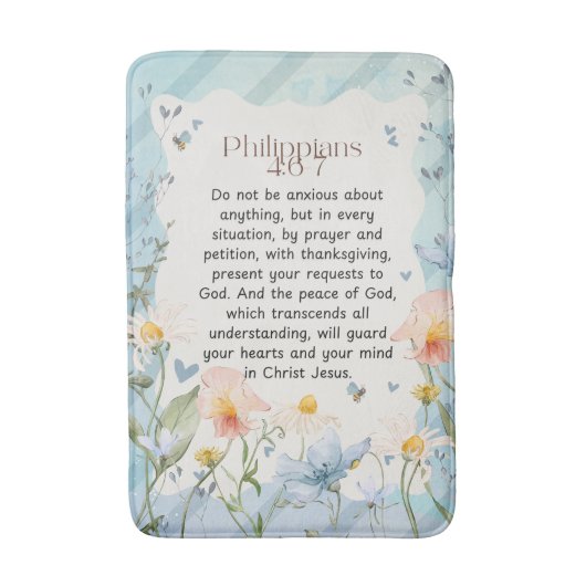 Philippinen 4:6-7 Christliche Bibelverse Wasserfar Badematte (Vorderseite Vertikal)