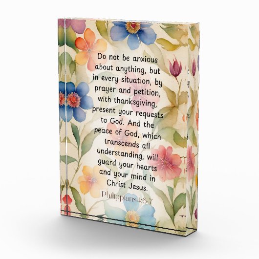 Philippinen 4:6-7 Christliche Bibelverse Wasserfar Fotoblock (Rechts)